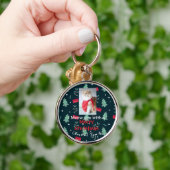 Greenery Niedlich Pet Christmas Family Monogram Schlüsselanhänger (Hand)
