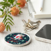 Greenery Niedlich Pet Christmas Family Monogram Schlüsselanhänger (Seite)