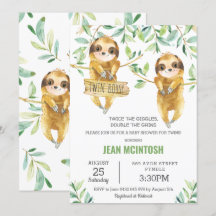 Greenery Niedlich Sloth Baby Shower Twin Boys Twin