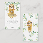 Greenery Niedlich Sloth Babydusche Windelwanne Begleitkarte (Vorne/Hinten)