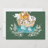 Greenery Noahs Ark Birthday Party Foto Dankeskarte (Rückseite)