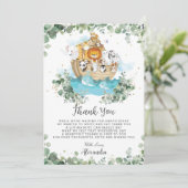 Greenery Noah's Ark Gender Neutral Baby Dusche Dankeskarte (Stehend Vorderseite)