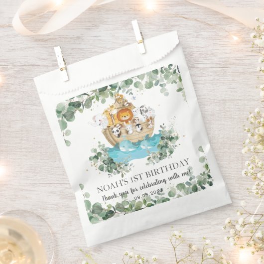 Greenery Noah's Ark Niedlicher Tiere Baby Birthday Geschenktütchen (Ausgeschnitten)