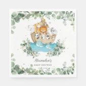 Greenery Noah's Ark Niedlicher Tiere Baby Birthday Serviette (Vorderseite)