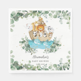 Greenery Noah's Ark Niedlicher Tiere Baby Birthday Serviette