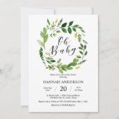 Greenery Oh Baby Shower Modernes Skript Einladung (Vorderseite)
