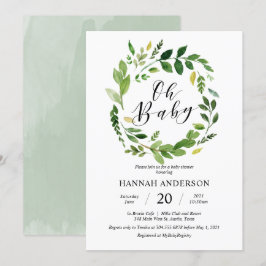 Greenery Oh Baby Shower Modernes Skript Einladung