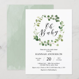 Greenery Oh Baby Shower Modernes Skript Einladung