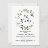 Greenery Oh Baby Shower Modernes Skript Einladung (Vorderseite)