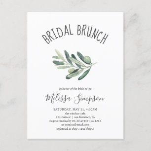Greenery Olive Brautparty Brunch Einladungspostkarte