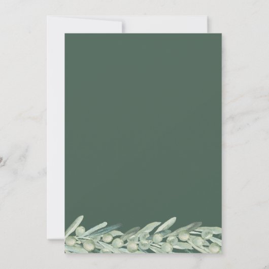Greenery Olive Moderner Schriftart Hochzeit Einladung (Rückseite)