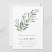 Greenery Olive Simple Wedding Einladung (Vorderseite)