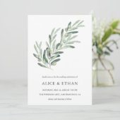 Greenery Olive Simple Wedding Einladung (Stehend Vorderseite)