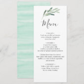 Greenery Olive Wedding Menükarte (Vorne/Hinten)
