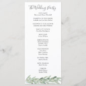 Greenery Olive Wedding Programm (Rückseite)