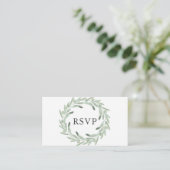 Greenery Olive Wedding RSVP Begleitkarte (Stehend Vorderseite)