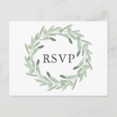Greenery Olive Wedding RSVP Einladungspostkarte (Vorderseite)