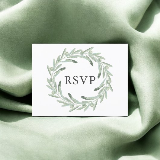 Greenery Olive Wedding RSVP Einladungspostkarte