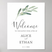 Greenery Olive Welcome Wedding Sign Poster (Vorne)