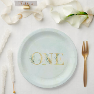 Greenery ONE erste Geburtstagsparty Teller! Papier Pappteller
