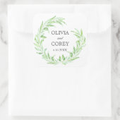 Greenery Open Laurel Wreath Wedding Quadratischer Aufkleber (Tasche)