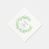 Greenery Open Laurel Wreath Wedding Serviette (Ecke)