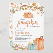 Greenery Orange Pumpkin Baby Shower Einladung (Vorne/Hinten)