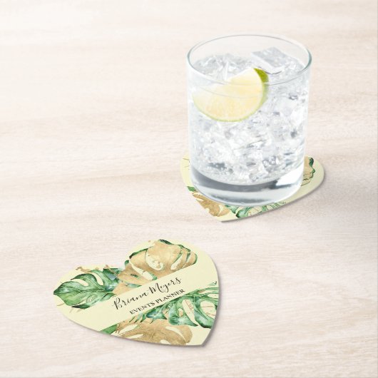 Greenery Palm Blätter Gold Gelb Tropisch Untersetzer (Vor Ort)