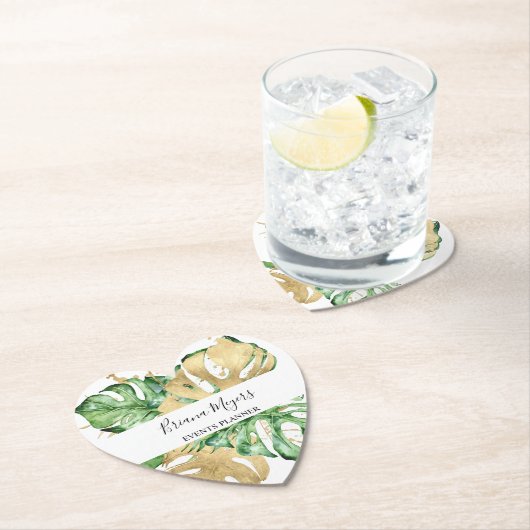 Greenery Palm Blätter Gold Tropical Untersetzer (Vor Ort)