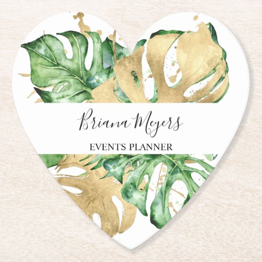 Greenery Palm Blätter Gold Tropical Untersetzer (Vorderseite)