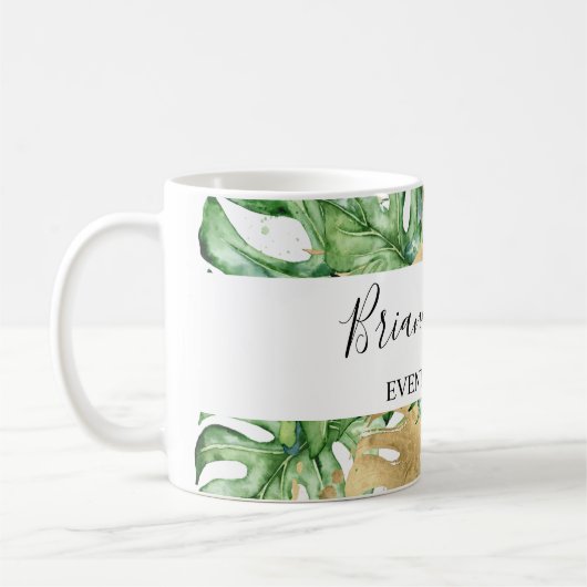 Greenery Palm Blätter Gold White Tropical Kaffeetasse (Links)