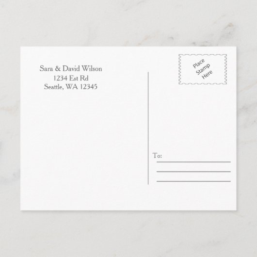 Greenery Peach Blume Wedding speichern Sie die Dat Ankündigungspostkarte (Rückseite)