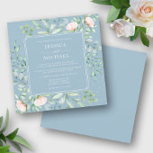 Greenery Peach Rose Dusty Blue Square Wedding Einladung