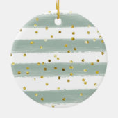 Greenery Personalisiert First Christmas Name Initi Keramik Ornament (Hinten)