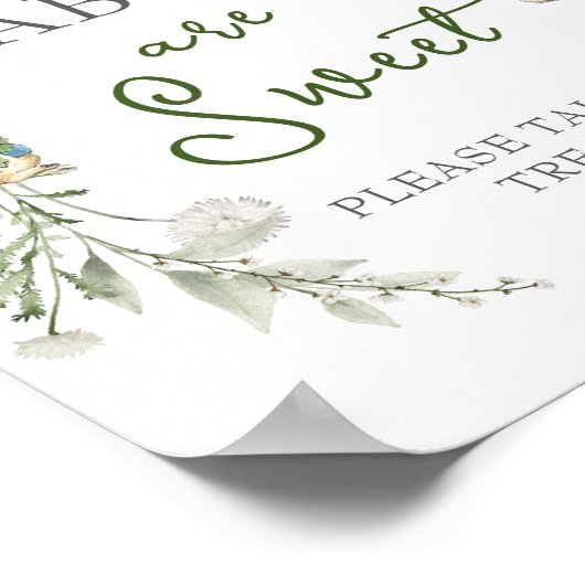 Greenery Peter Rabbit Wildblume Babies sind süß Poster (Ecke)