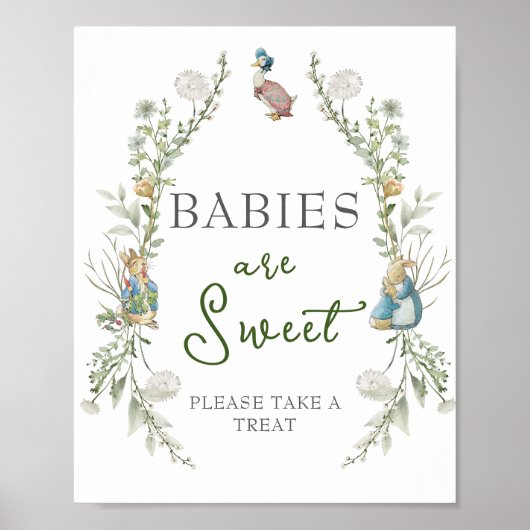 Greenery Peter Rabbit Wildblume Babies sind süß Poster (Vorne)