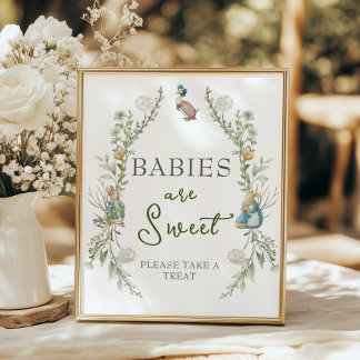 Greenery Peter Rabbit Wildblume Babies sind süß Poster