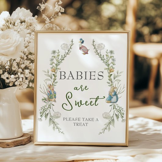 Greenery Peter Rabbit Wildblume Babies sind süß Poster