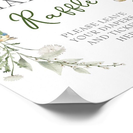 Greenery Peter Rabbit Wildblume Diaper Raffle Poster (Ecke)