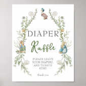 Greenery Peter Rabbit Wildblume Diaper Raffle Poster (Vorne)