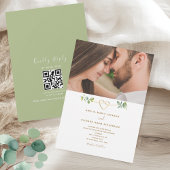 Greenery Photo QR Code Wedding Einladung