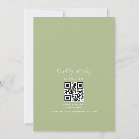 Greenery Photo QR Code Wedding Einladung (Rückseite)