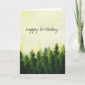 Greenery Pine Forest | Happy Birthday Karte (Vorderseite)