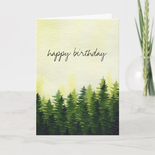 Greenery Pine Forest | Happy Birthday Karte (Vorderseite)