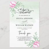 Greenery Pink Blume Gold Moderne Hochzeitsfeier (Vorderseite)