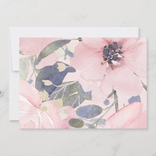 Greenery Pink Blume Kinderdusche Einladung (Rückseite)