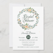 Greenery Pink Blume Kranz Brautparty Einladung (Vorderseite)