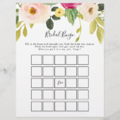 Greenery Pink Blush Bloral Bridal Bingo Spiel (Vorderseite)