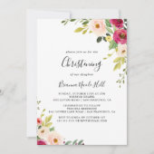 Greenery Pink Blush Bloral Christening Einladung (Vorderseite)