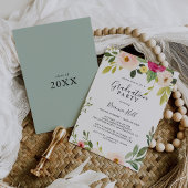Greenery Pink Blush Bloral Graduation Party Einladung